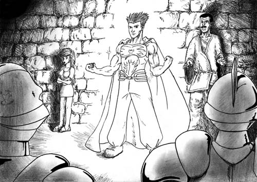 Meka, Lucas et autres dans une cave avec les Temrinators